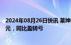 2024年08月26日快讯 莱绅通灵：上半年净亏损3706.52万元，同比盈转亏