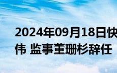 2024年09月18日快讯 中粮科工：董事长由伟 监事董珊杉辞任