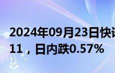 2024年09月23日快讯 欧元兑美元向下触及1.11，日内跌0.57%