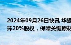 2024年09月26日快讯 华瓷股份：拟4000万元收购江西金环20%股权，保障关键原材料稳定供应