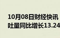 10月08日财经快讯：白云机场：9月旅客吞吐量同比增长13.24%