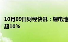 10月09日财经快讯：锂电池概念股震荡调整，宁德时代等跌超10%