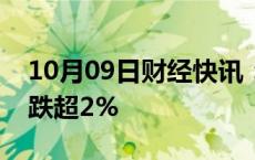 10月09日财经快讯：富时中国A50指数期货跌超2%