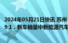 2024年05月21日快讯 苏州：到2027年新能源车桩比达到1.9:1，新车销量中新能源汽车占比达到50%以上