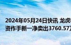 2024年05月24日快讯 龙虎榜丨上工申贝今日跌停，知名游资作手新一净卖出3760.57万元