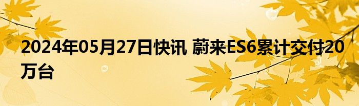 2024年05月27日快讯 蔚来ES6累计交付20万台