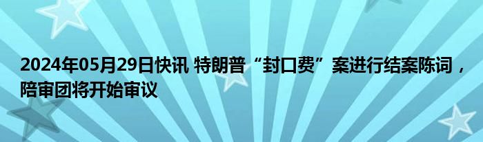 2024年05月29日快讯 特朗普“封口费”案进行结案陈词，陪审团将开始审议