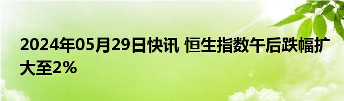 2024年05月29日快讯 恒生指数午后跌幅扩大至2%