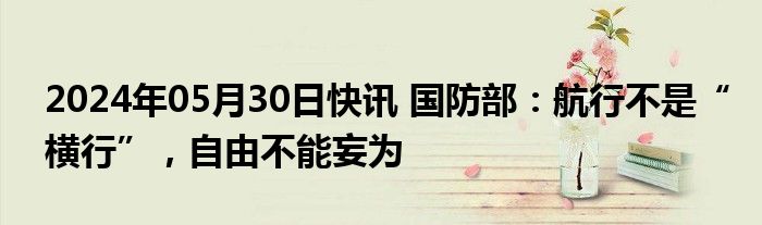 2024年05月30日快讯 国防部：航行不是“横行”，自由不能妄为