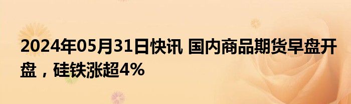 2024年05月31日快讯 国内商品期货早盘开盘，硅铁涨超4%