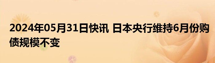 2024年05月31日快讯 日本央行维持6月份购债规模不变