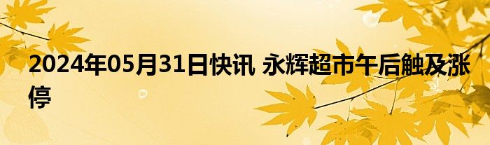 2024年05月31日快讯 永辉超市午后触及涨停