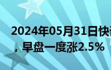 2024年05月31日快讯 恒生科技指数跌超1%，早盘一度涨2.5%