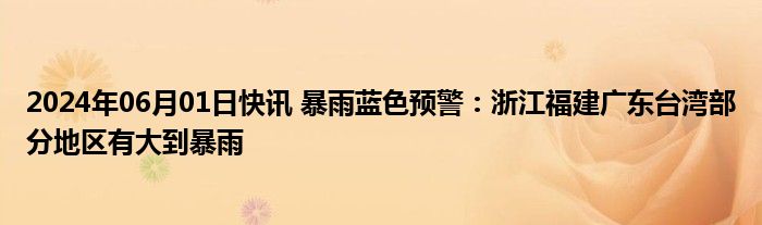 2024年06月01日快讯 暴雨蓝色预警：浙江福建广东台湾部分地区有大到暴雨