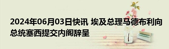 2024年06月03日快讯 埃及总理马德布利向总统塞西提交内阁辞呈