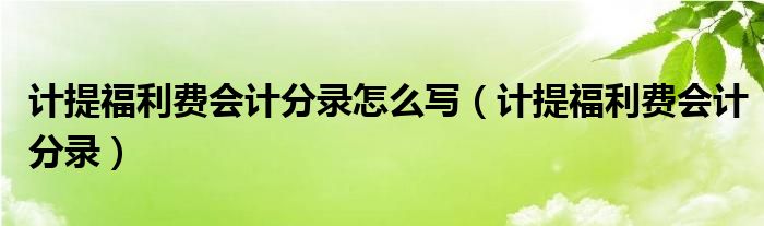 计提福利费会计分录怎么写（计提福利费会计分录）