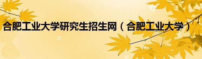 合肥工业大学研究生招生网（合肥工业大学）