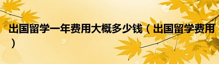 出国留学一年费用大概多少钱（出国留学费用）