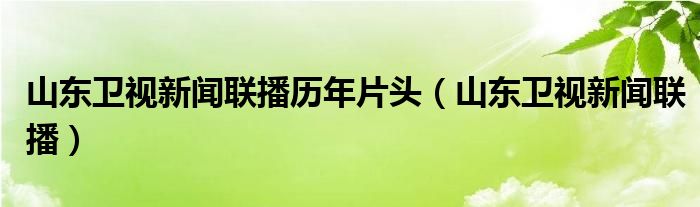 山东卫视新闻联播历年片头（山东卫视新闻联播）