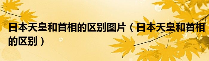 日本天皇和首相的区别图片（日本天皇和首相的区别）