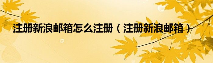 注册新浪邮箱怎么注册（注册新浪邮箱）