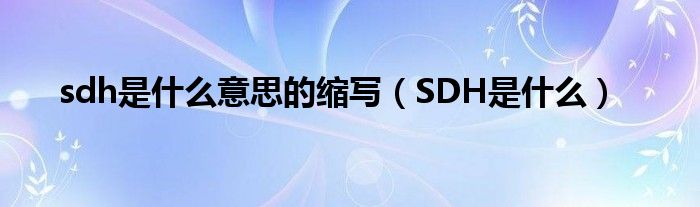 sdh是什么意思的缩写（SDH是什么）