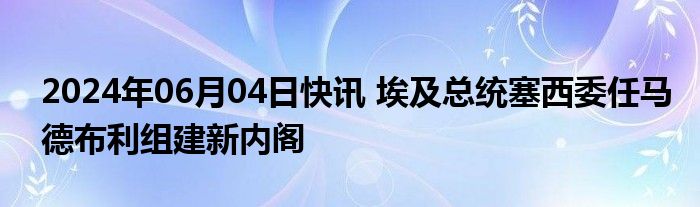 2024年06月04日快讯 埃及总统塞西委任马德布利组建新内阁