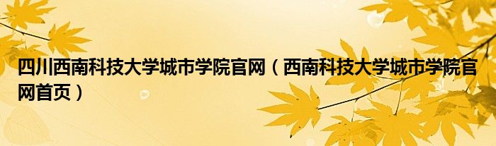 四川西南科技大学城市学院官网（西南科技大学城市学院官网首页）