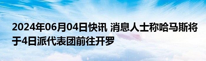 2024年06月04日快讯 消息人士称哈马斯将于4日派代表团前往开罗