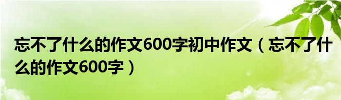 忘不了什么的作文600字初中作文（忘不了什么的作文600字）