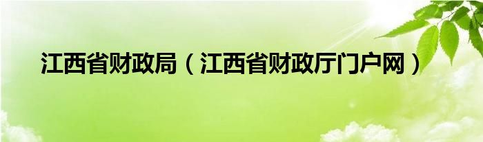 江西省财政局（江西省财政厅门户网）