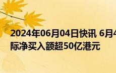 2024年06月04日快讯 6月4日截至13时25分，南向资金实际净买入额超50亿港元