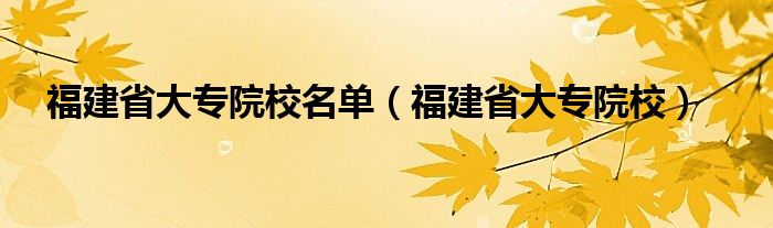 福建省大专院校名单（福建省大专院校）