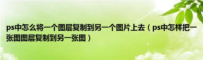 ps中怎么将一个图层复制到另一个图片上去（ps中怎样把一张图图层复制到另一张图）