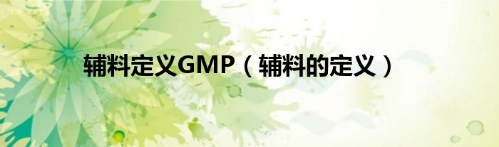 辅料定义GMP（辅料的定义）