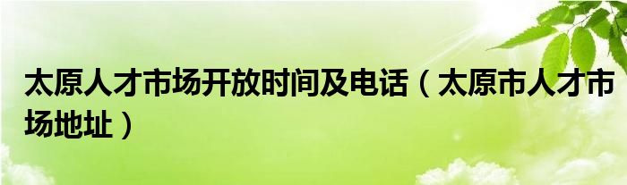 太原人才市场开放时间及电话（太原市人才市场地址）