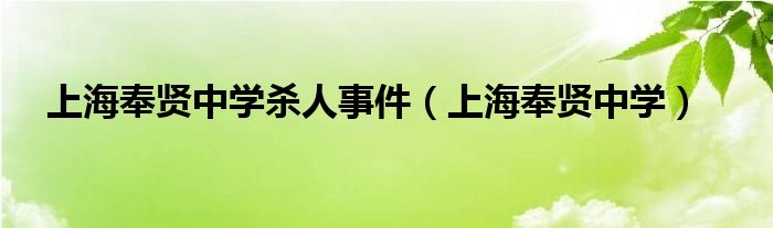 上海奉贤中学杀人事件（上海奉贤中学）