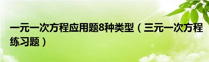 一元一次方程应用题8种类型（三元一次方程练习题）