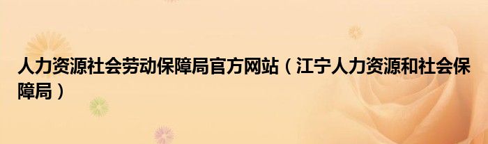 人力资源社会劳动保障局官方网站（江宁人力资源和社会保障局）