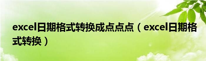 excel日期格式转换成点点点（excel日期格式转换）