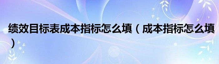 绩效目标表成本指标怎么填（成本指标怎么填）