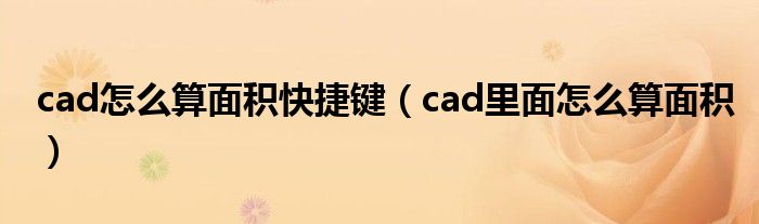 cad怎么算面积快捷键（cad里面怎么算面积）