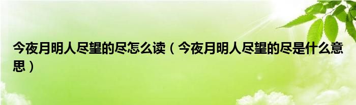 今夜月明人尽望的尽怎么读（今夜月明人尽望的尽是什么意思）