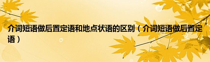 介词短语做后置定语和地点状语的区别（介词短语做后置定语）