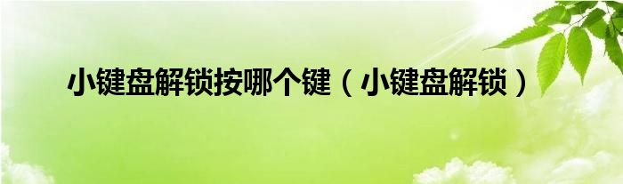 小键盘解锁按哪个键（小键盘解锁）