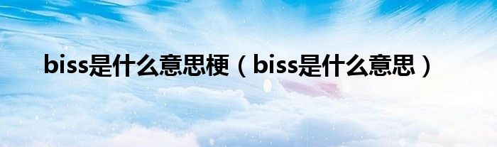 biss是什么意思梗（biss是什么意思）