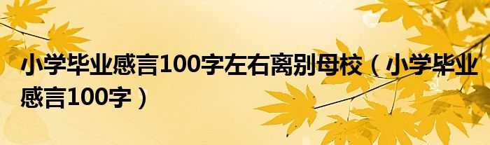 小学毕业感言100字左右离别母校（小学毕业感言100字）