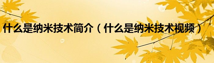 什么是纳米技术简介（什么是纳米技术视频）