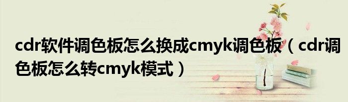 cdr软件调色板怎么换成cmyk调色板（cdr调色板怎么转cmyk模式）