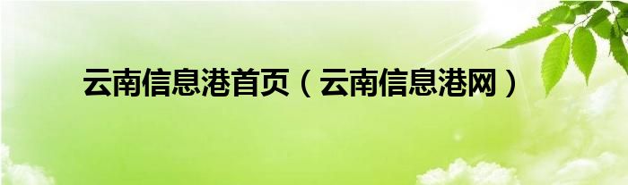 云南信息港首页（云南信息港网）